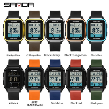 Sanda többfunkciós digitális sportóra kettős idő kijelzővel, lépésszámláló, kalóriaszámláló, két ébresztő, 50 m vízálló