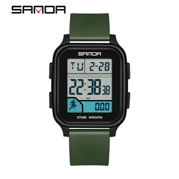 Sanda többfunkciós digitális sportóra kettős idő kijelzővel, lépésszámláló, kalóriaszámláló, két ébresztő, 50 m vízálló
