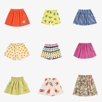 Laste lühikesed püksid seelikuga, 100% puuvill, 2025. aasta kevad, unisex, A-liiniline lõige