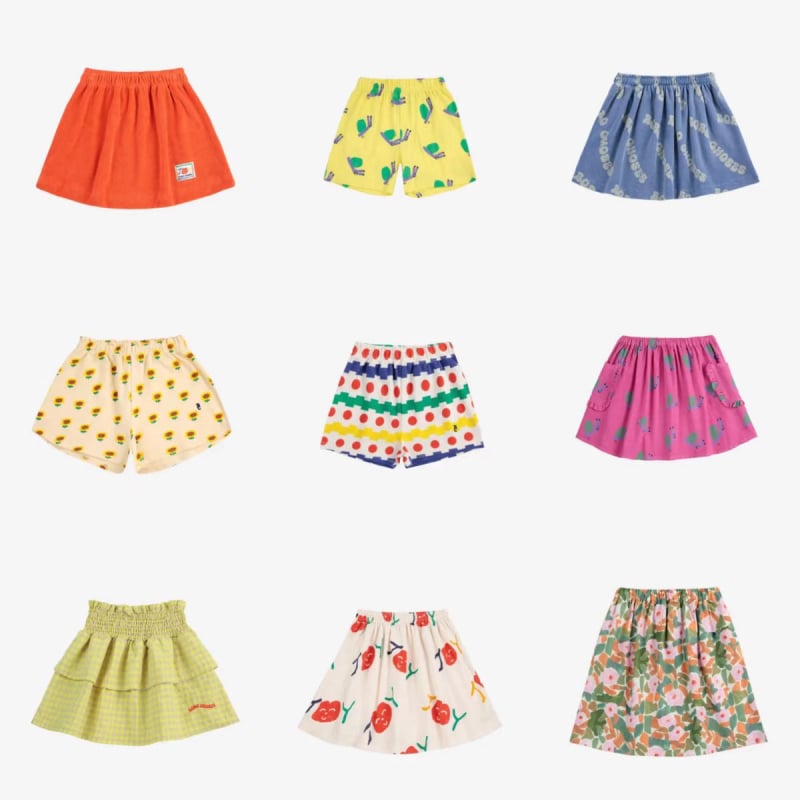 Laste lühikesed püksid seelikuga, 100% puuvill, 2025. aasta kevad, unisex, A-liiniline lõige