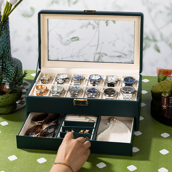 BLUETIDE Nahast kellade hoiukarp mitme sahtliga, kartonpakend, spetsifikatsioon 01