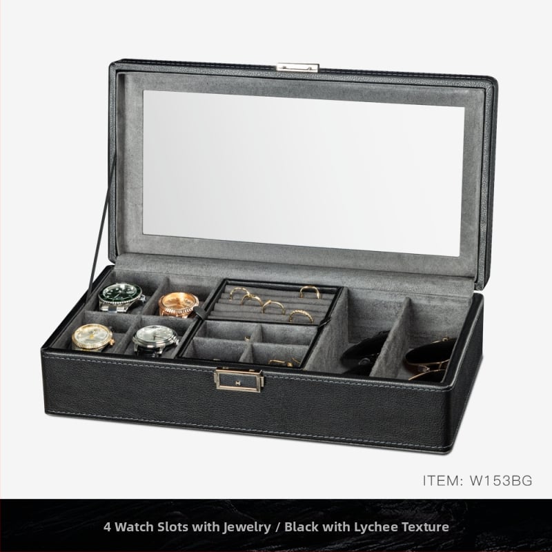 BLUETIDE Nahast kellade hoiukarp mitme sahtliga, kartonpakend, spetsifikatsioon 01