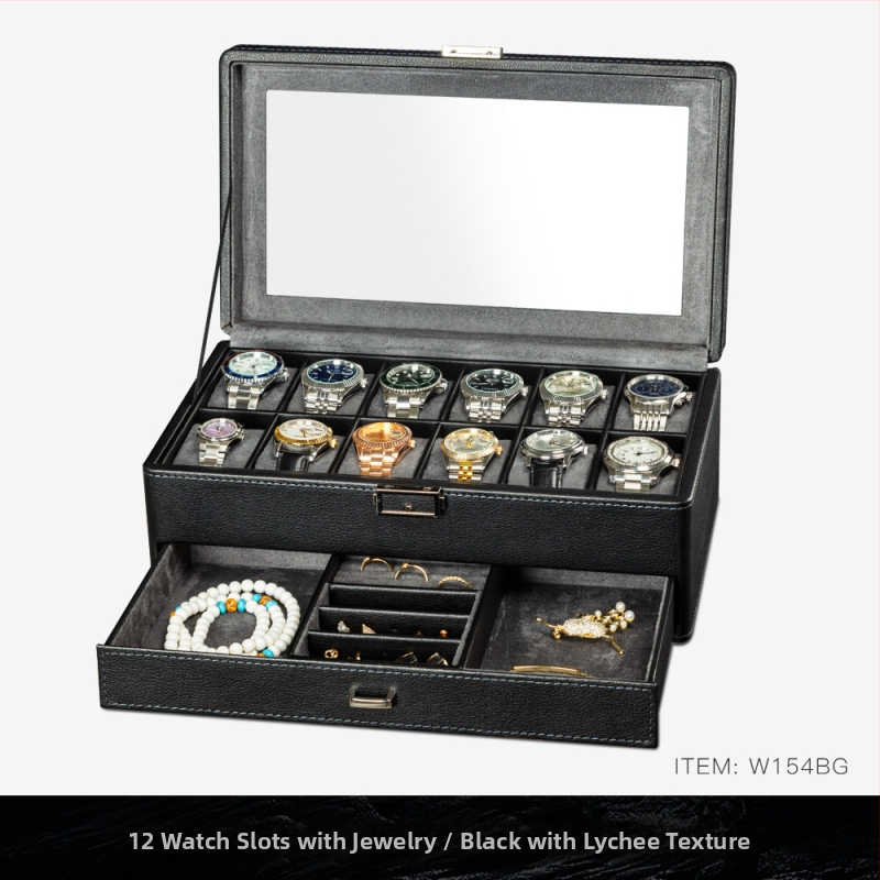 BLUETIDE Nahast kellade hoiukarp mitme sahtliga, kartonpakend, spetsifikatsioon 01