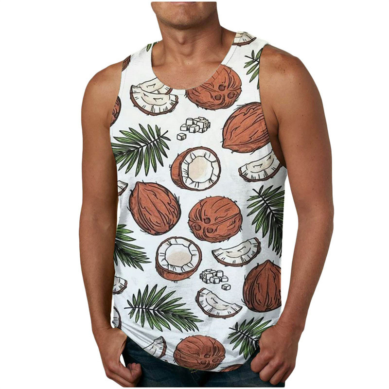 Tank top s digitalnim Hawaii otiskom, širok kroj, materijal 95% poliester (Air layer), prozračan, za plažu ljeto