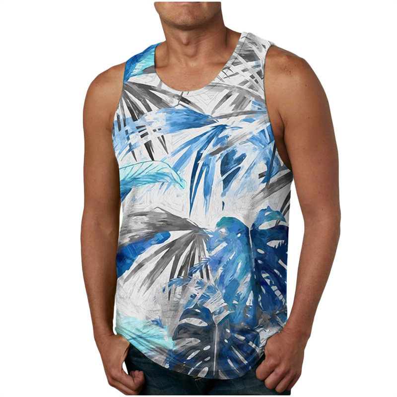 Tank top s digitalnim Hawaii otiskom, širok kroj, materijal 95% poliester (Air layer), prozračan, za plažu ljeto