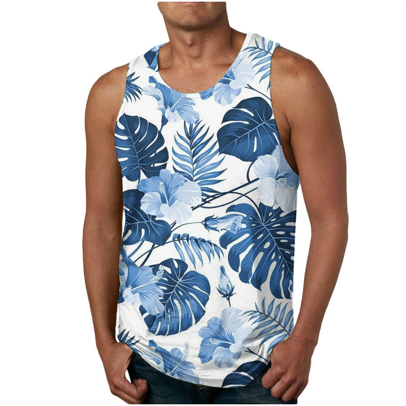 Tank top s digitalnim Hawaii otiskom, širok kroj, materijal 95% poliester (Air layer), prozračan, za plažu ljeto
