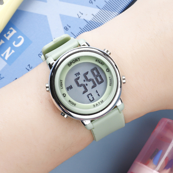 Laste elektriline käekell helendava digitaalse näidiga, elektronsed liikumine (6309), ümmargune ABS-korpus, TPU rihm