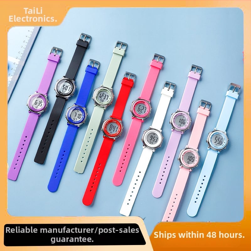 Laste elektriline käekell helendava digitaalse näidiga, elektronsed liikumine (6309), ümmargune ABS-korpus, TPU rihm