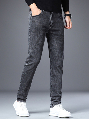 Woodpecker Jeans Slim Straight, căptușite cu catifea, îngroșate, talie medie, fermoar