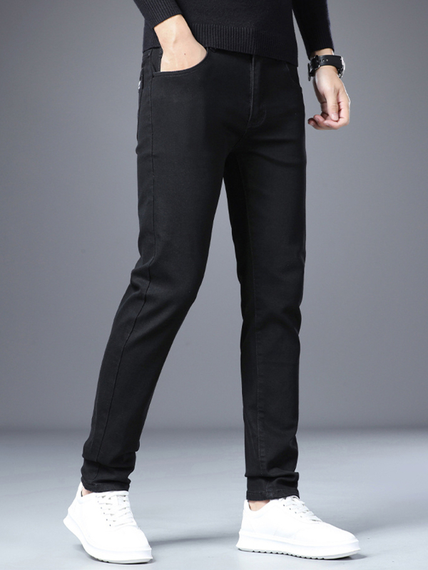 Woodpecker Jeans Slim Straight, căptușite cu catifea, îngroșate, talie medie, fermoar