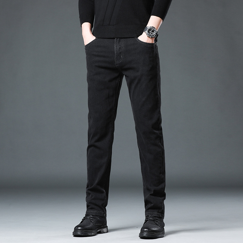 Woodpecker Jeans Slim Straight, căptușite cu catifea, îngroșate, talie medie, fermoar