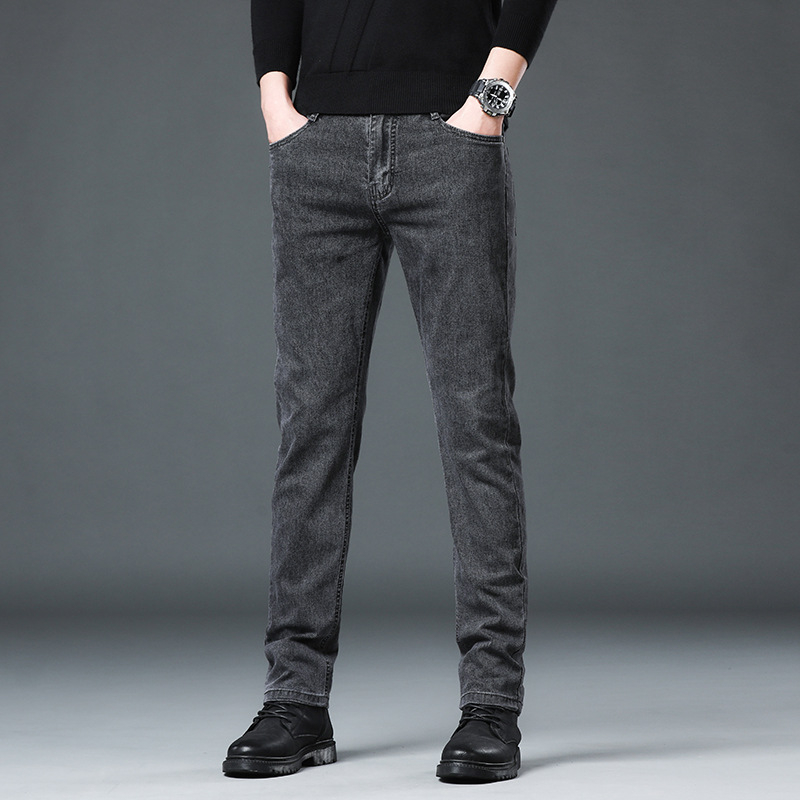 Woodpecker Jeans Slim Straight, căptușite cu catifea, îngroșate, talie medie, fermoar