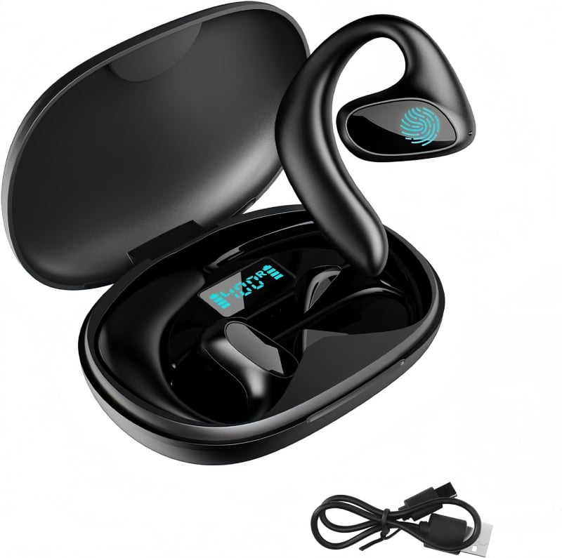 Tulkošanas austiņas ar AI reāllaika tulkojumu, Bluetooth 5.0, IPX3 ūdensdrošas, diapazons 15 m, darbības laiks 4–8 h