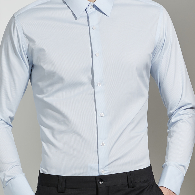 Muška košulja u francuskog stilu, dugi rukavi, slim fit, bijela, bez glačanja, formalna poslovna košulja za svadbu – za mladoženju ili kuma
