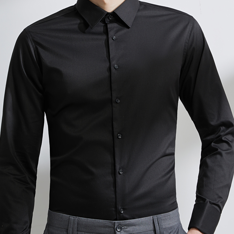 Muška košulja u francuskog stilu, dugi rukavi, slim fit, bijela, bez glačanja, formalna poslovna košulja za svadbu – za mladoženju ili kuma