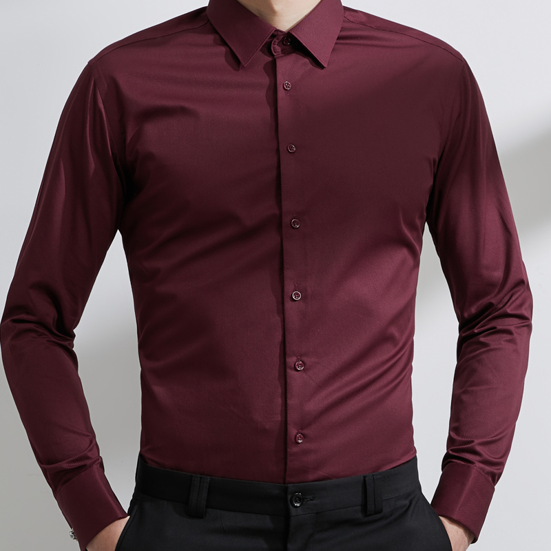 Muška košulja u francuskog stilu, dugi rukavi, slim fit, bijela, bez glačanja, formalna poslovna košulja za svadbu – za mladoženju ili kuma
