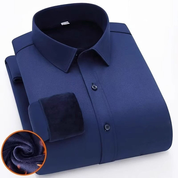 Muška košulja s fleece podstavom za zimu, dugi rukavi, uski kroj, ovratnik s reverom, materijal protiv nabiranja