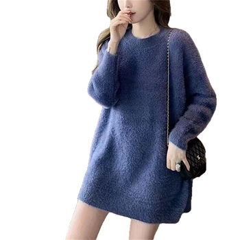 Ženski oversize džemper s kapuljačom od imitacije mink velura, debeo i topao, ležerni kroj, pastelske boje, jesenski model