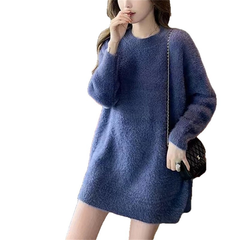 Ženski oversize džemper s kapuljačom od imitacije mink velura, debeo i topao, ležerni kroj, pastelske boje, jesenski model