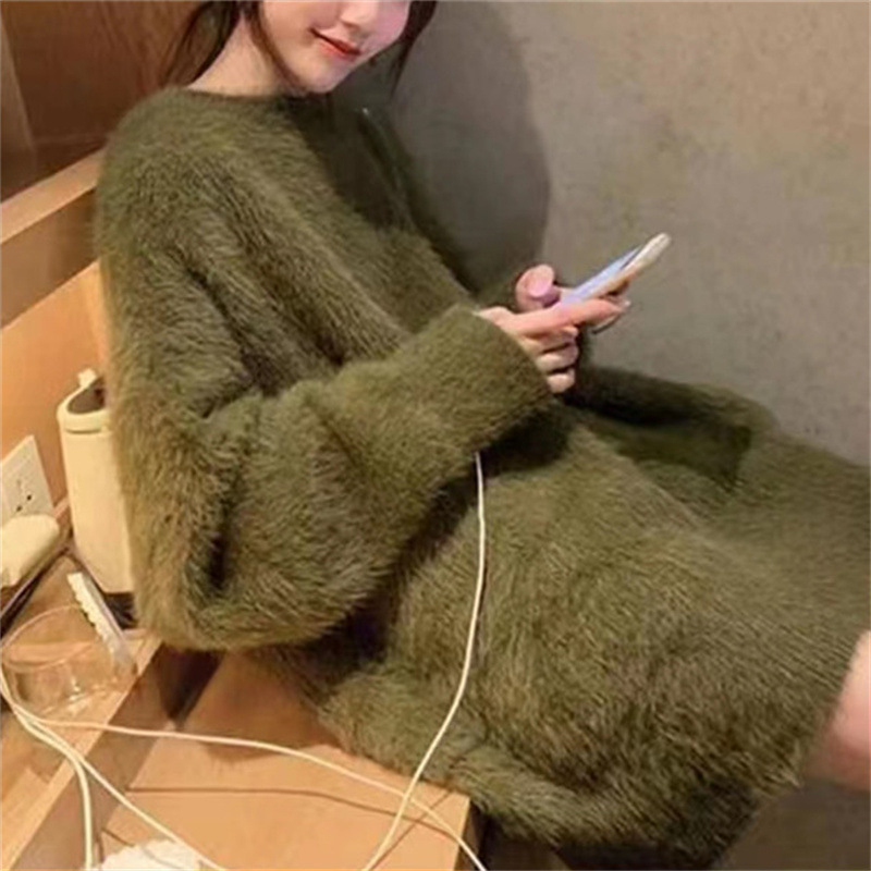 Ženski oversize džemper s kapuljačom od imitacije mink velura, debeo i topao, ležerni kroj, pastelske boje, jesenski model