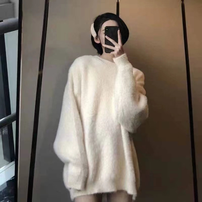 Ženski oversize džemper s kapuljačom od imitacije mink velura, debeo i topao, ležerni kroj, pastelske boje, jesenski model