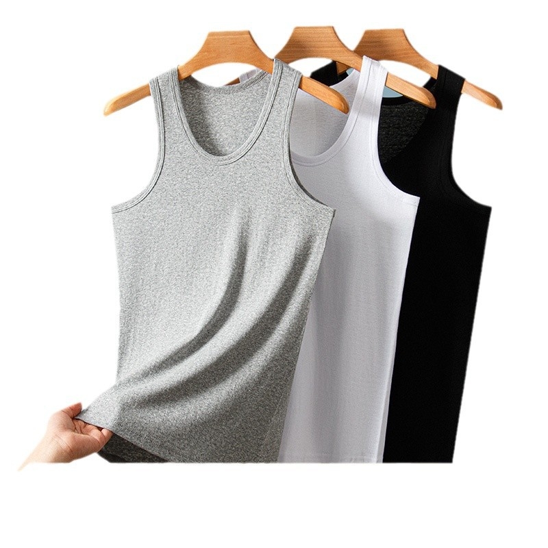 Top fără mâneci pentru bărbați, tricot ribat, 100% bumbac, potrivit, respirabil.