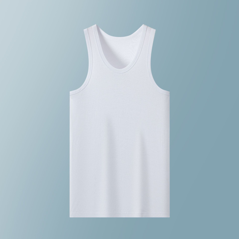 Top fără mâneci pentru bărbați, tricot ribat, 100% bumbac, potrivit, respirabil.