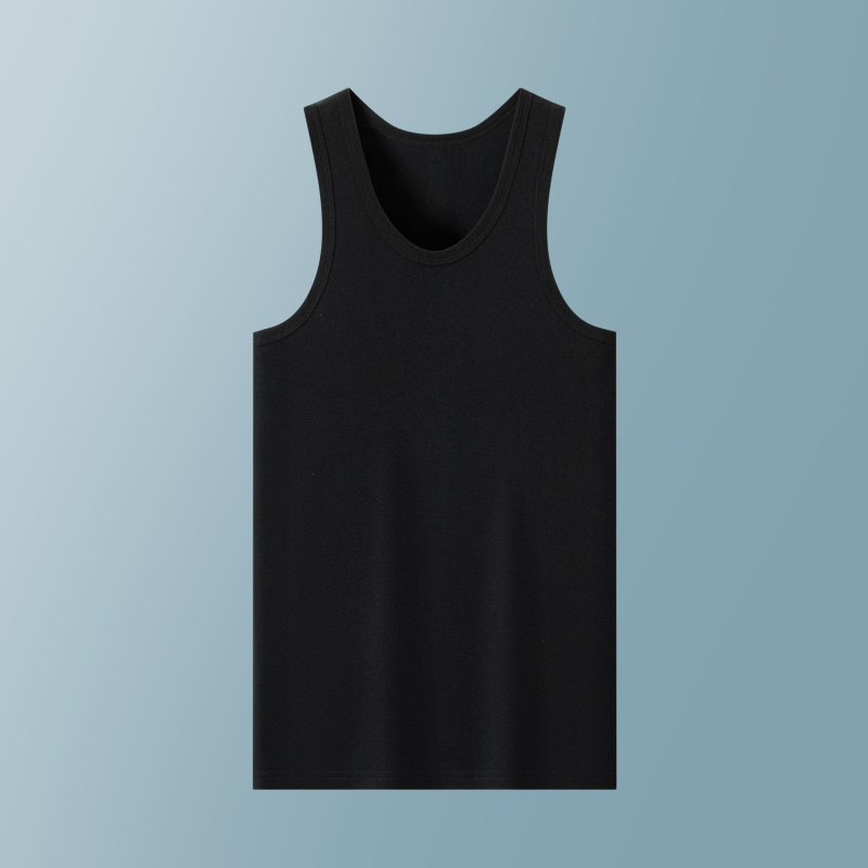 Top fără mâneci pentru bărbați, tricot ribat, 100% bumbac, potrivit, respirabil.