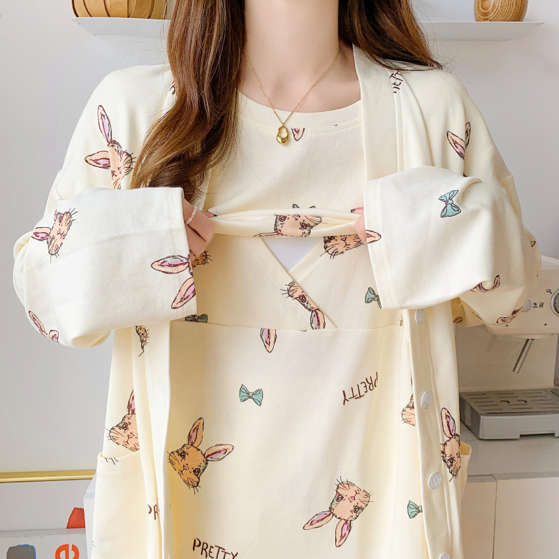 Σετ ρούχων για θηλασμό μετά τον τοκετό – με μακριά μανίκια, άνοιγμα θηλασμού, anime print, ύφασμα βισκόζη, 50–70% βισκόζη