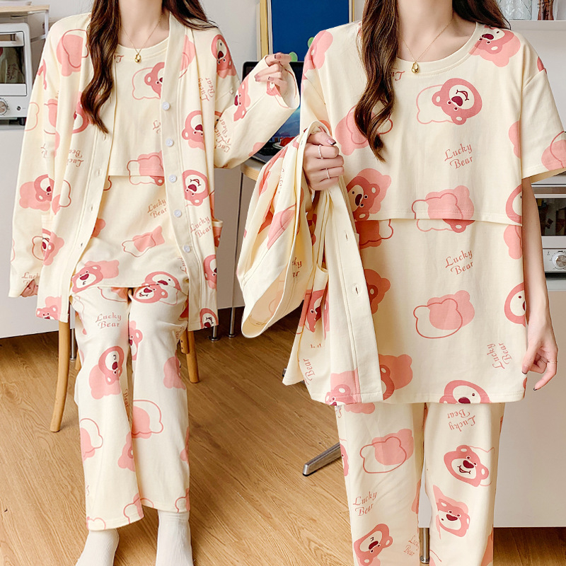 Σετ ρούχων για θηλασμό μετά τον τοκετό – με μακριά μανίκια, άνοιγμα θηλασμού, anime print, ύφασμα βισκόζη, 50–70% βισκόζη