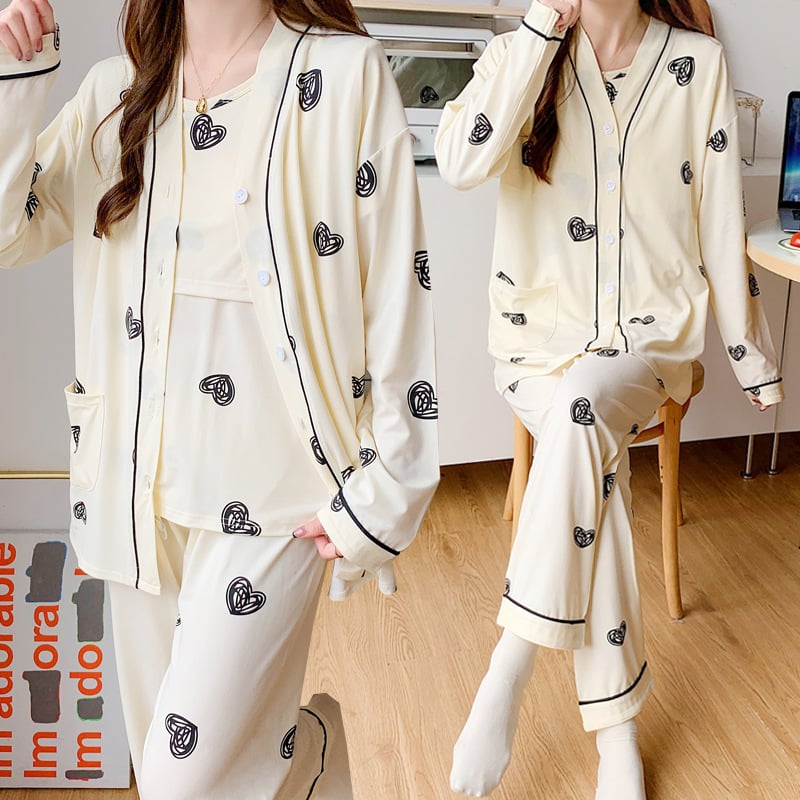 Σετ ρούχων για θηλασμό μετά τον τοκετό – με μακριά μανίκια, άνοιγμα θηλασμού, anime print, ύφασμα βισκόζη, 50–70% βισκόζη