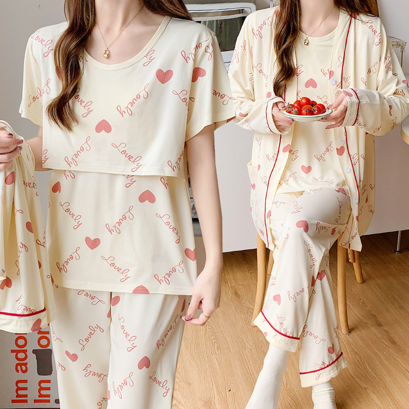 Σετ ρούχων για θηλασμό μετά τον τοκετό – με μακριά μανίκια, άνοιγμα θηλασμού, anime print, ύφασμα βισκόζη, 50–70% βισκόζη