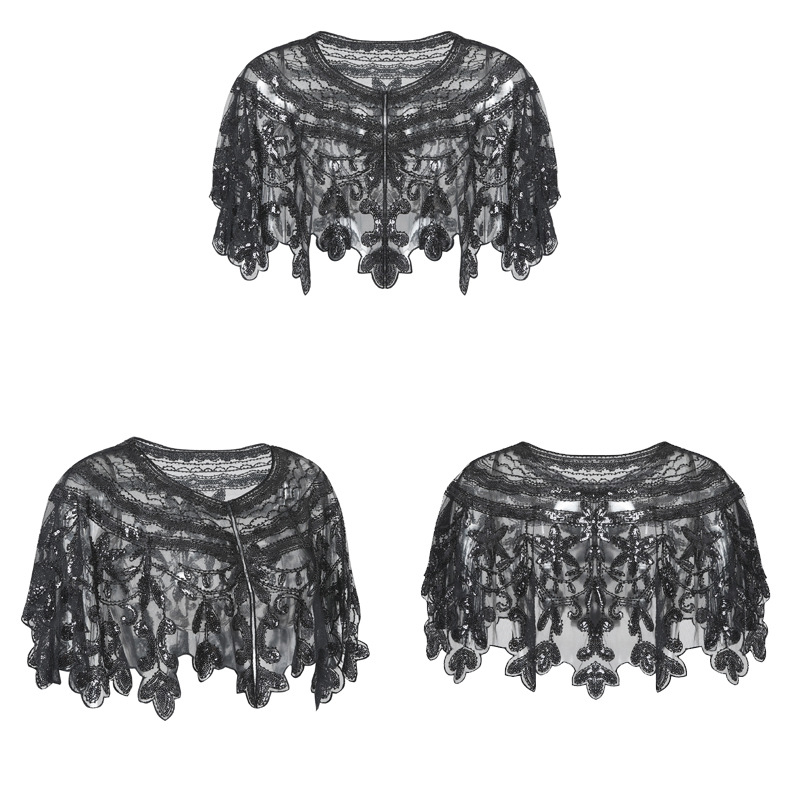 Set haljina s perlicama u stilu 1920-ih: mrežasti šal i kardigan s izvezenim warp-knit, za žene – cijelo godišnje nošenje