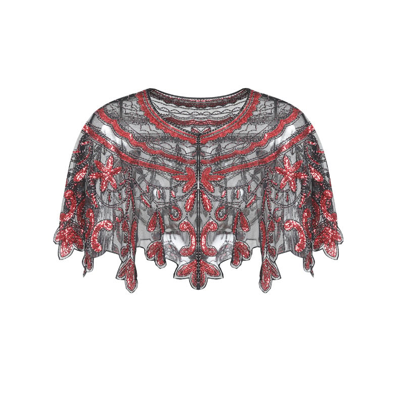 Set haljina s perlicama u stilu 1920-ih: mrežasti šal i kardigan s izvezenim warp-knit, za žene – cijelo godišnje nošenje