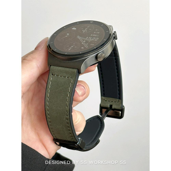Nova narukvica za Huawei Watch GT2, Crazy Horse koža GT3 Pro, prava koža, magnetska kopča, 22 mm, kompatibilna s Watch 3/4
