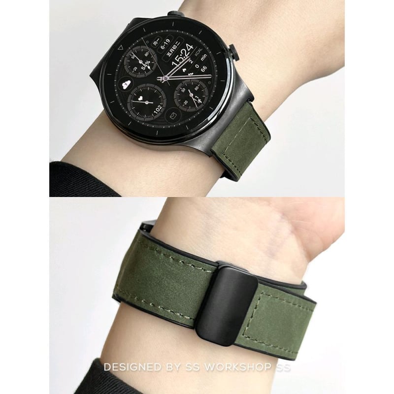 Nova narukvica za Huawei Watch GT2, Crazy Horse koža GT3 Pro, prava koža, magnetska kopča, 22 mm, kompatibilna s Watch 3/4