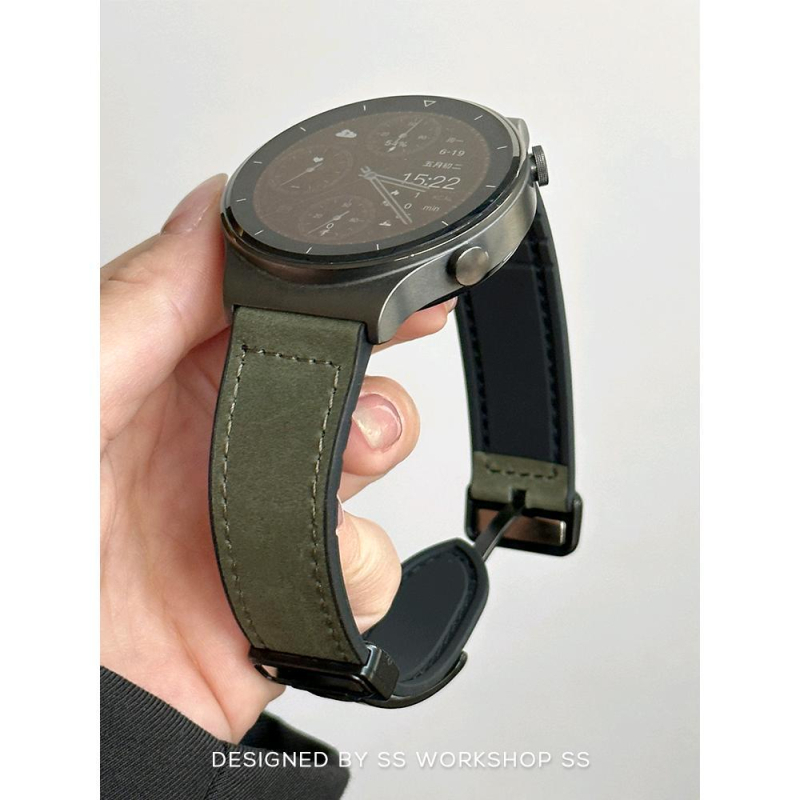 Nova narukvica za Huawei Watch GT2, Crazy Horse koža GT3 Pro, prava koža, magnetska kopča, 22 mm, kompatibilna s Watch 3/4