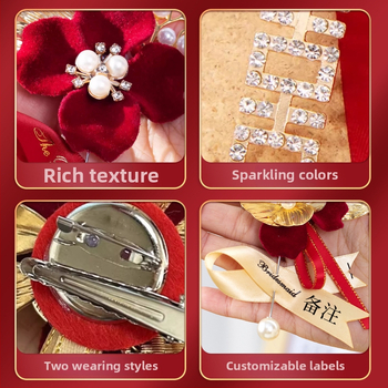 Kāzu corsage komplekts ar zīda ziediem, roku darītas brošes līgavai, līgavim un vecākiem