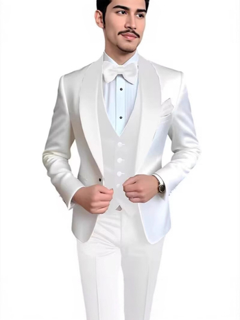 Мъжки костюм три части - Тесен силует, Памук-смес с полиестер, Едно копче закопчаване, Централна задна цепка, За всички сезони