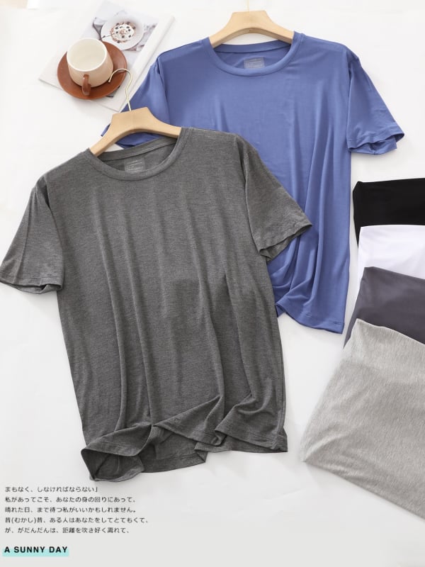 Muška majica kratkih rukava od modalnog materijala, okrugli izrez, ležeran kroj, lagano prozračna za ljeto