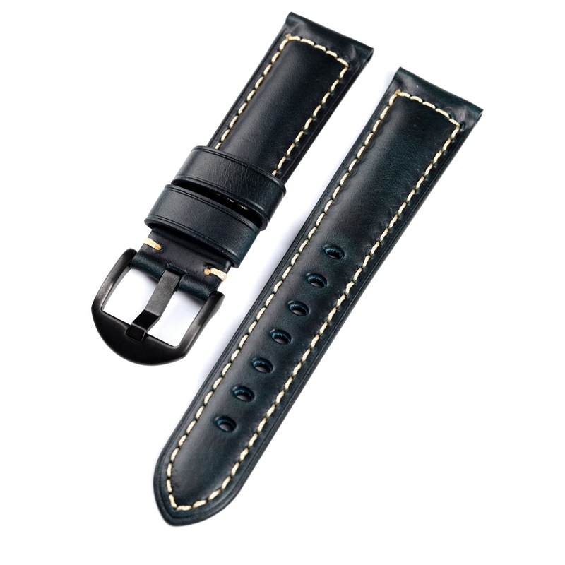 Kožni kaiš za sat – ručno izrađen, završna obrada uljnim voskom, prava koža, brzo oslobađanje kopče, proljeće 2024, retro stil književnosti i umjetnosti