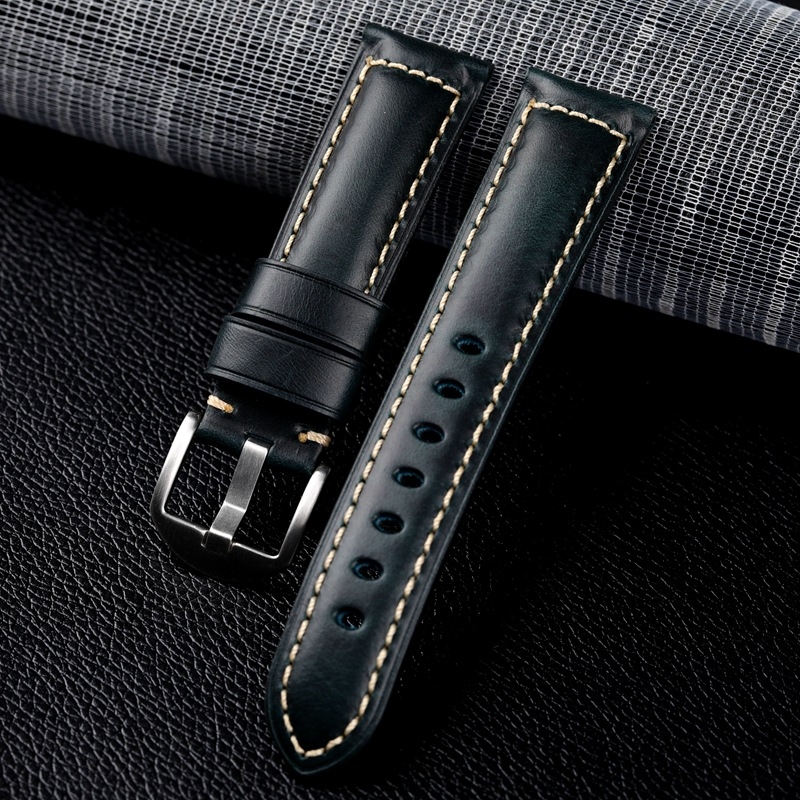 Kožni kaiš za sat – ručno izrađen, završna obrada uljnim voskom, prava koža, brzo oslobađanje kopče, proljeće 2024, retro stil književnosti i umjetnosti