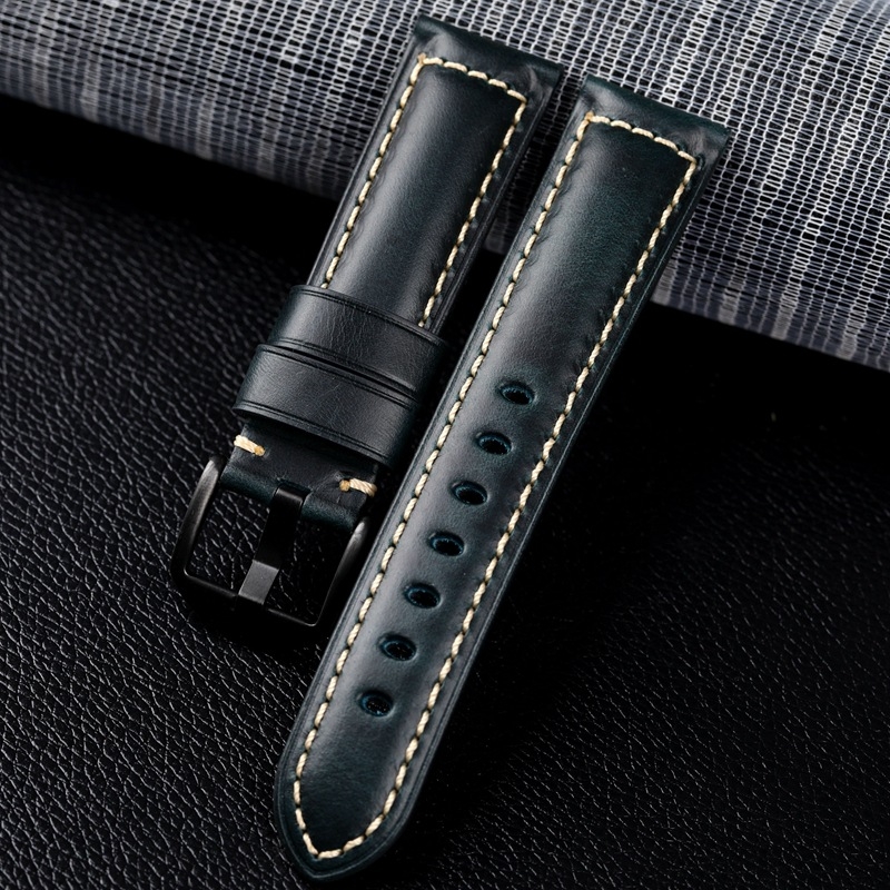 Kožni kaiš za sat – ručno izrađen, završna obrada uljnim voskom, prava koža, brzo oslobađanje kopče, proljeće 2024, retro stil književnosti i umjetnosti