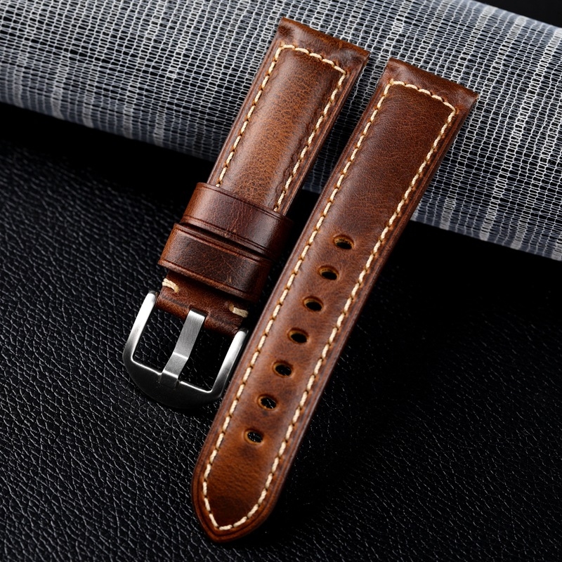 Kožni kaiš za sat – ručno izrađen, završna obrada uljnim voskom, prava koža, brzo oslobađanje kopče, proljeće 2024, retro stil književnosti i umjetnosti