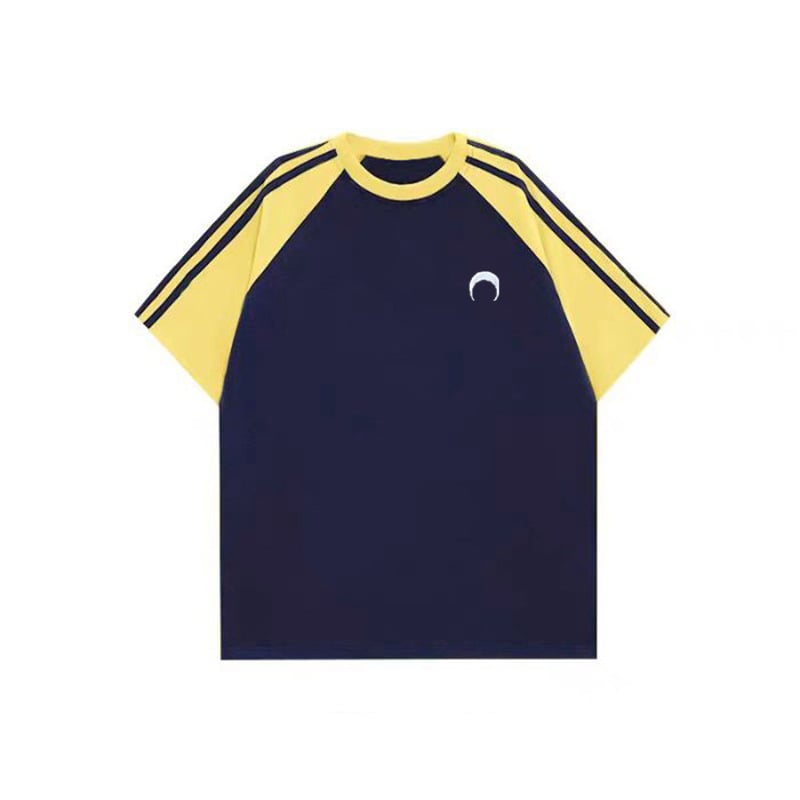 Pamukova majica s blok boja, raglan rukavi, okrugli izrez, opušten kroj, srednja duljina