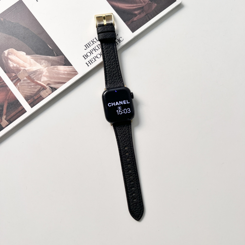 Brățară Apple Watch din piele de miel autentică, textură cu model lychee, cataramă cu pin, compatibilă cu Apple Watch