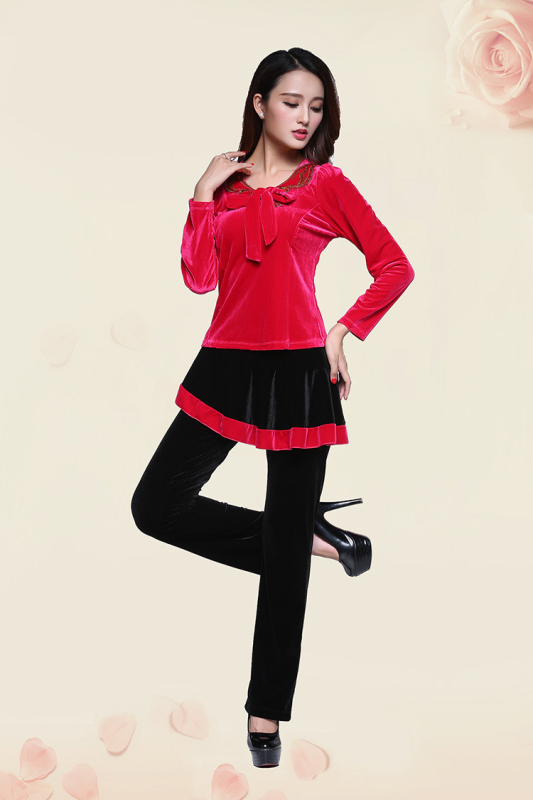 Kvadrāta dejas trīsdaļīgs komplekts, garas piedurknes, zelta samts, 95% lina, ziemas, pavasara un rudens sezonām