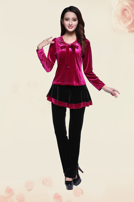 Kvadrāta dejas trīsdaļīgs komplekts, garas piedurknes, zelta samts, 95% lina, ziemas, pavasara un rudens sezonām