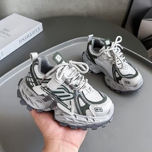 Bērnu skrējiena apavi ar vilnas oderi, augšdaļa no mākslīgās ādas, PU zole, priekšējais šņorainums - 2025. gada rudens izlaišana