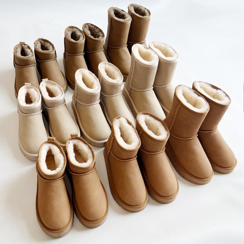 Ženske snježne čizme – vodootporne, protuklizne, gornji dio od teleće kože, vunena podstava, debela potplat